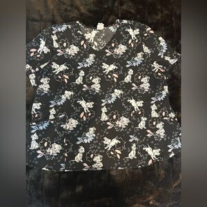 Disney 101 Dalmatians Scrub Top 3XL Plus Size V-Neck Pocket Nursing Vet Tech